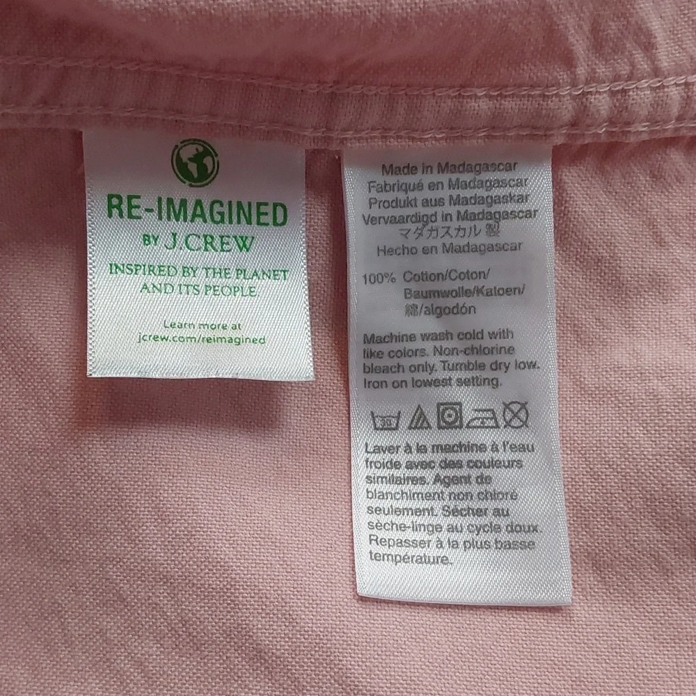 J.Crew |Pink Slim Untucked Shirt Chest Pocket Preppy Dress Shirt Acadamia Sz.L